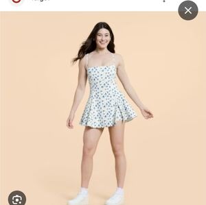 Blogilates Floral Blue and White Dress